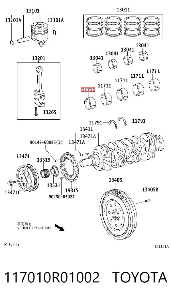 Juego de cojinetes de cigüeñal, estándar, STD 117010R01002 Toyota