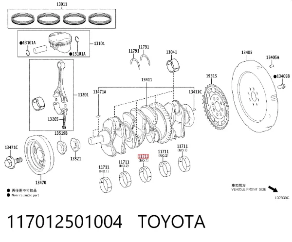 Juego de cojinetes de cigüeñal, estándar, STD 117012501004 Toyota