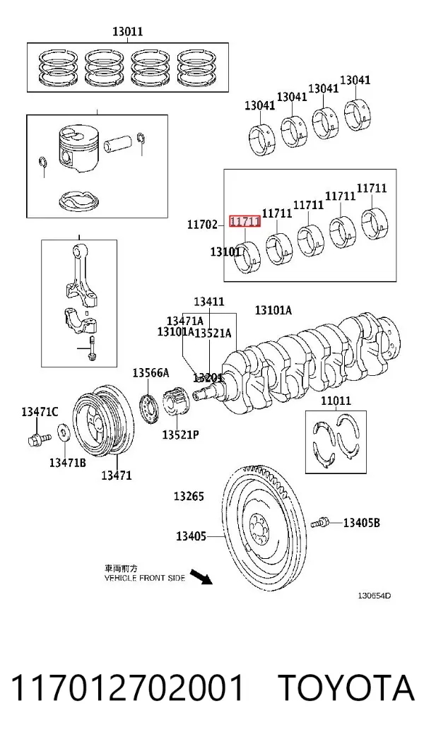 Juego de cojinetes de cigüeñal, estándar, STD 117012702001 Toyota