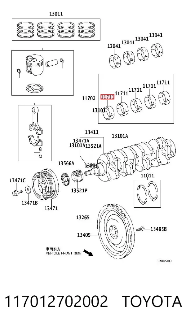 Juego de cojinetes de cigüeñal, estándar, STD 117012702002 Toyota