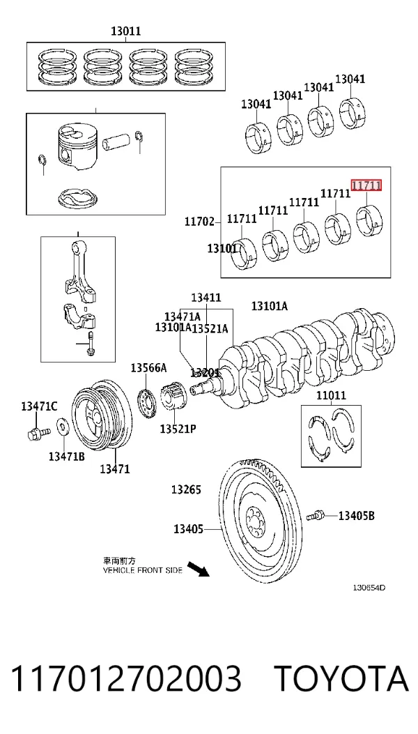 Juego de cojinetes de cigüeñal, estándar, STD 117012702003 Toyota