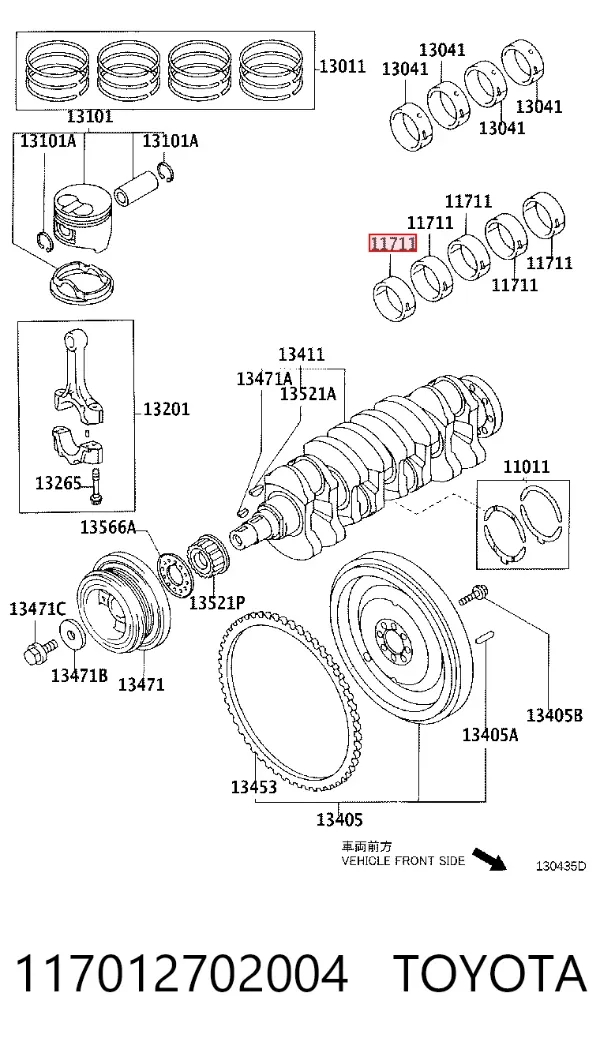 Juego de cojinetes de cigüeñal, estándar, STD 117012702004 Toyota