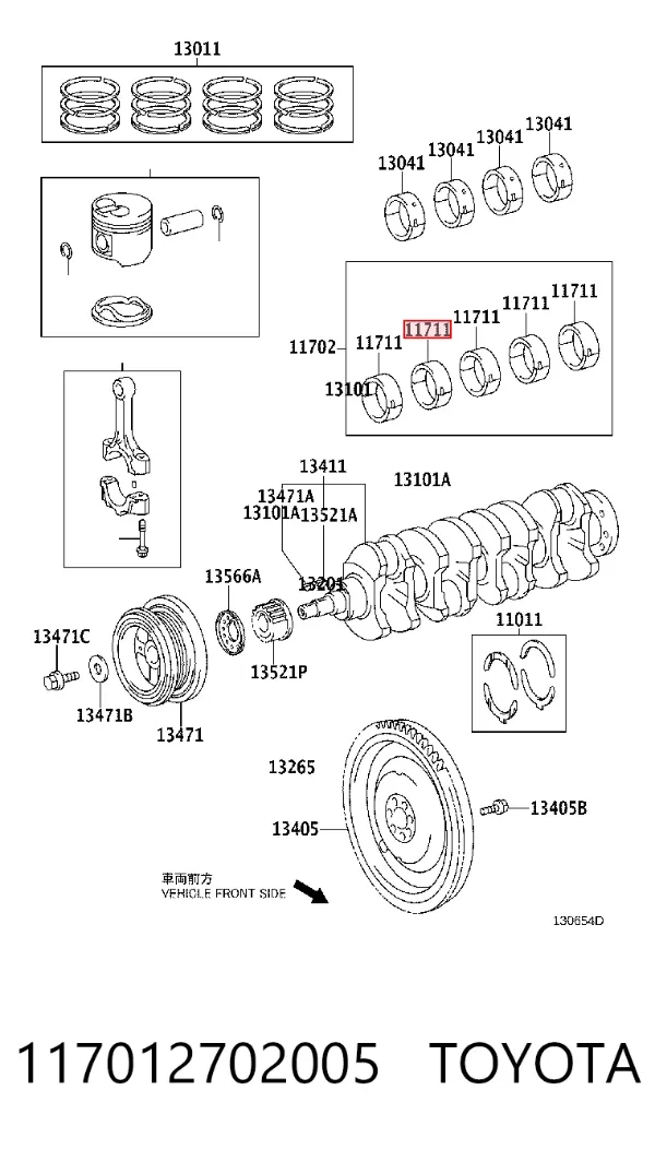 Juego de cojinetes de cigüeñal, estándar, STD 117012702005 Toyota