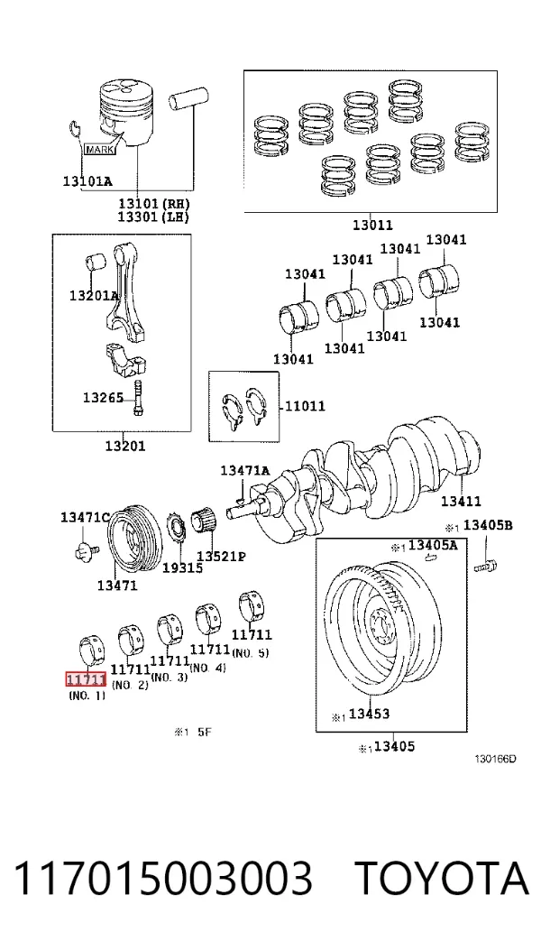 Juego de cojinetes de cigüeñal, estándar, STD 117015003003 Toyota