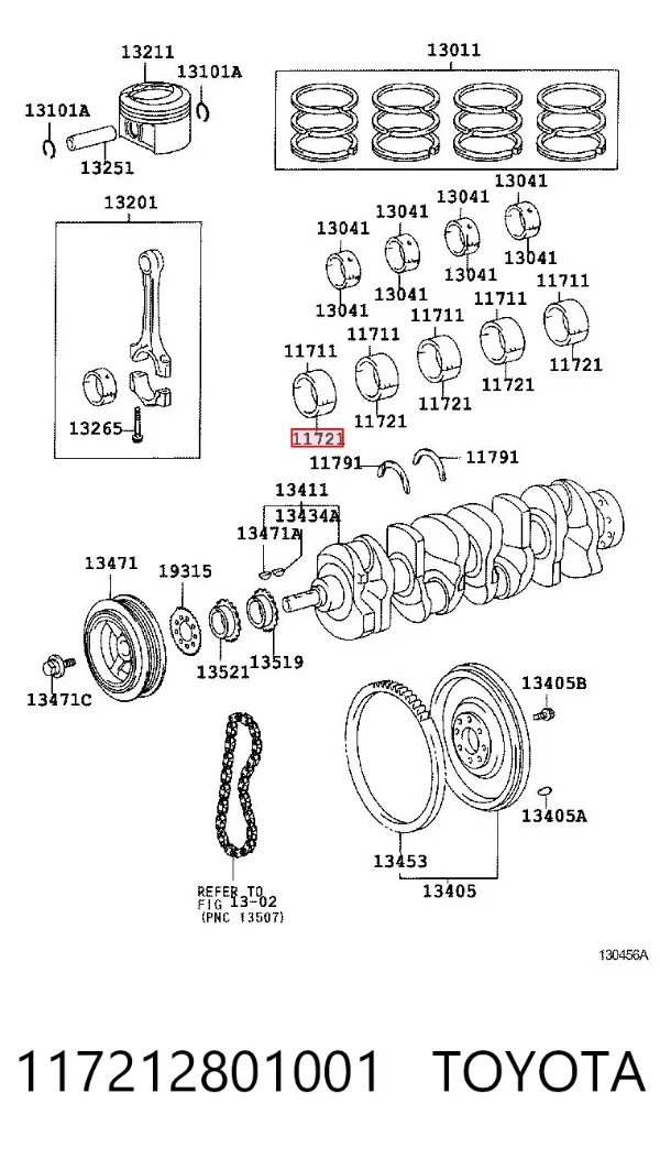 Juego de cojinetes de cigüeñal, estándar, STD 117212801001 Toyota