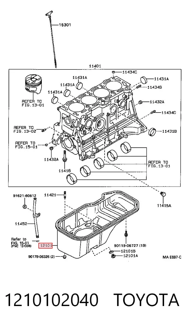 Cárter de aceite del motor 1210102040 Toyota