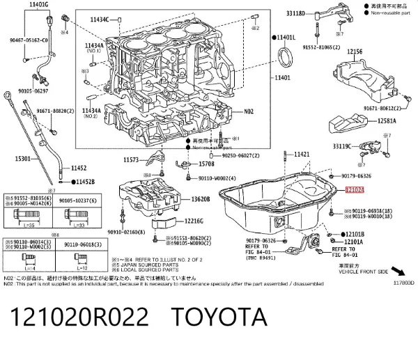 Cárter de aceite del motor 121020R022 Toyota