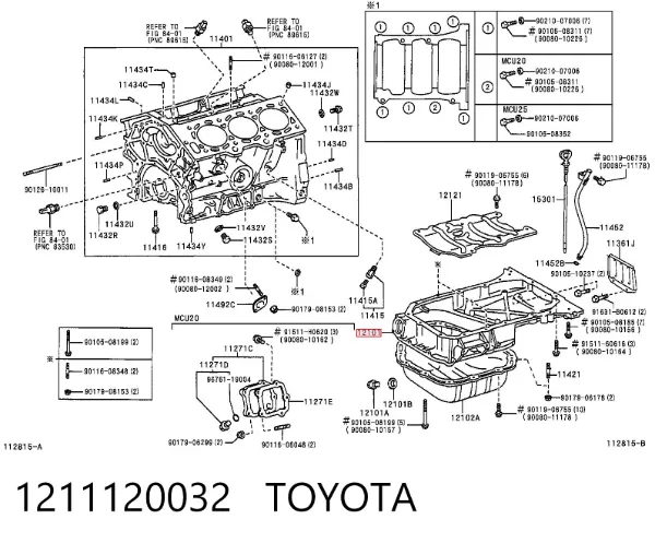 Cárter de aceite del motor 1211120032 Toyota