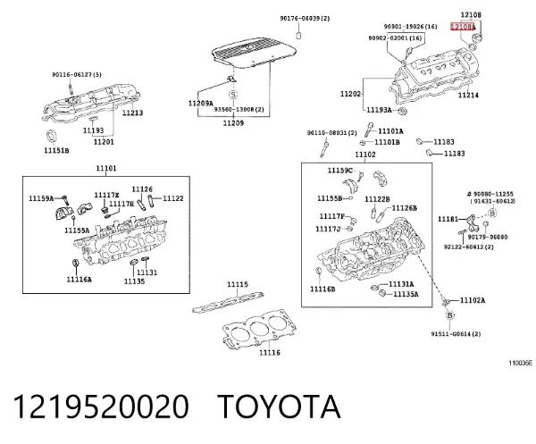 Junta de tapa del tubo de llenado de aceite 1219520020 Toyota