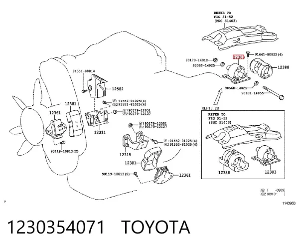 Soporte de motor trasero 1230354071 Toyota