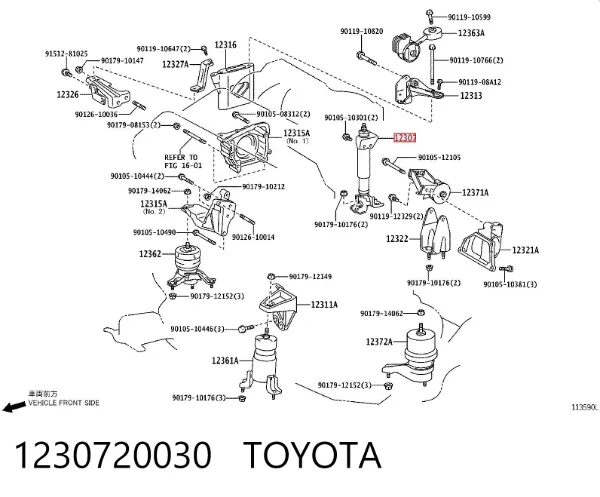 Amortiguador de motor 1230720030 Toyota