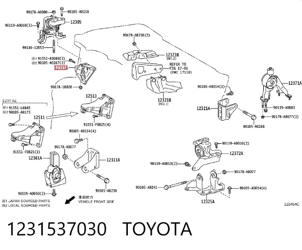 Soporte derecho del motor 1231537030 Toyota