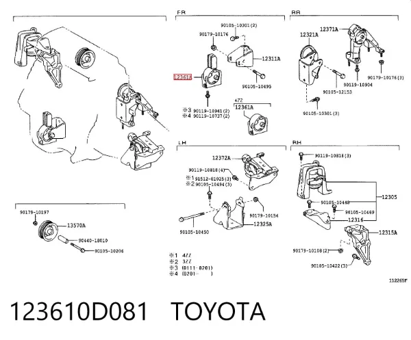 Soporte de motor delantero 123610D081 Toyota