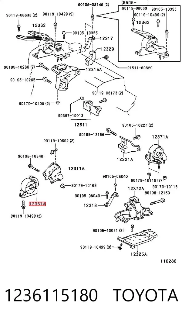 Soporte de motor delantero 1236115180 Toyota