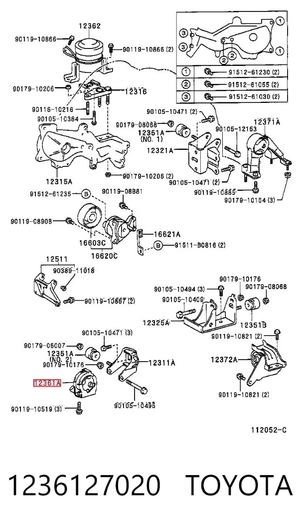 Soporte de motor delantero 1236127020 Toyota