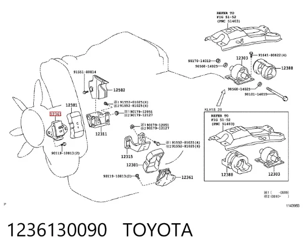 Soporte de motor, Izquierda / Derecha 1236130090 Toyota