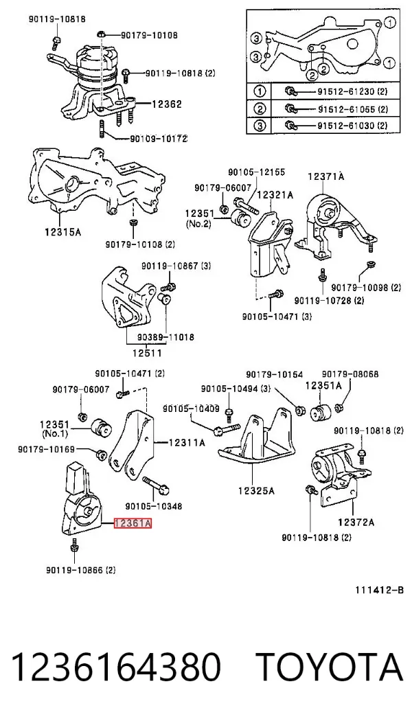 Soporte de motor delantero 1236164380 Toyota