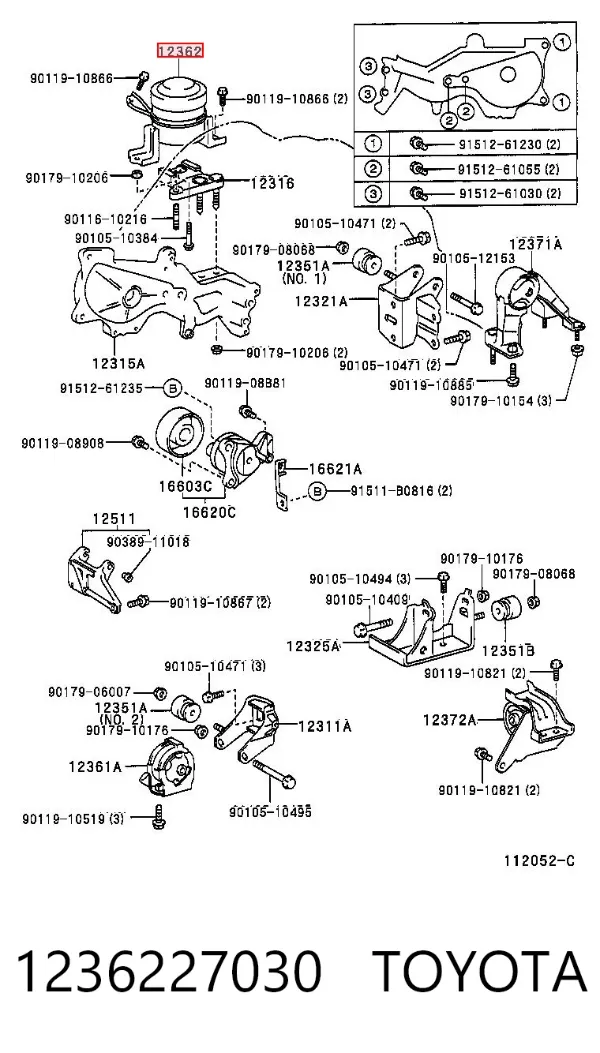 Soporte de motor derecho 1236227030 Toyota