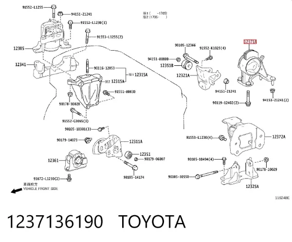 Soporte de motor trasero 1237136190 Toyota