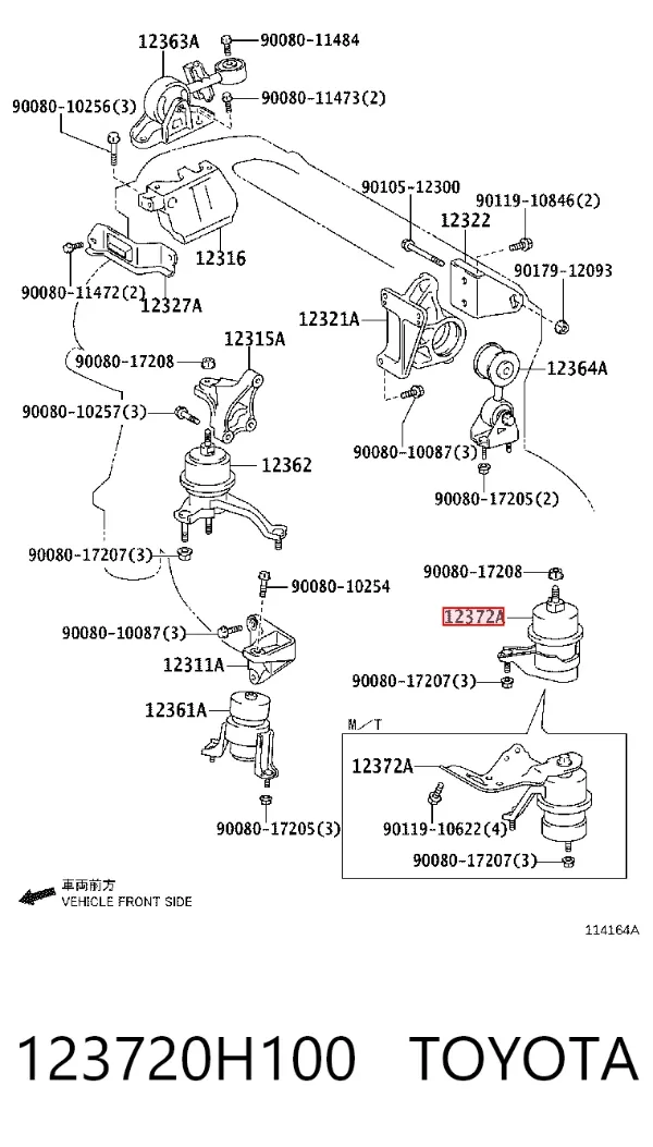 Soporte izquierdo del motor 123720H100 Toyota