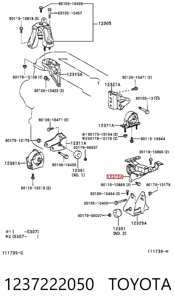 Taco de caja de cambios 1237222050 Toyota