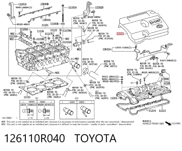 Tapa motor 126110R040 Toyota