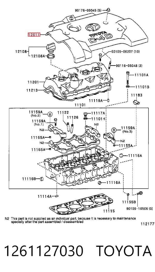 Tapa motor 1261127030 Toyota