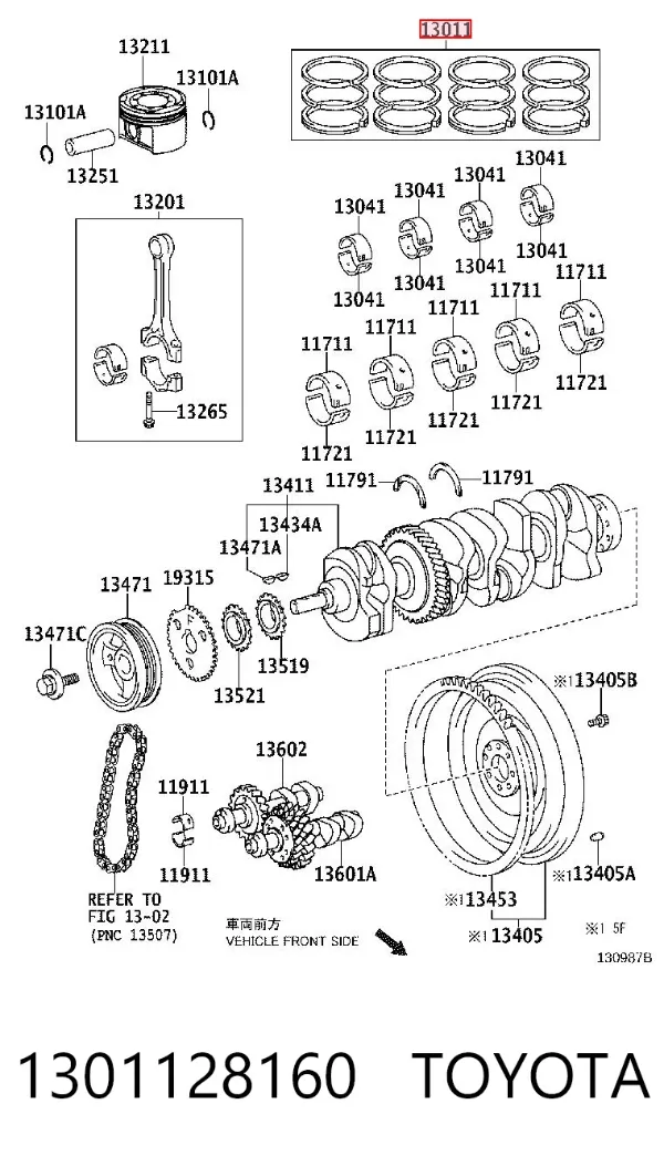 Juego de anillos de pistón, motor, STD 1301128160 Toyota