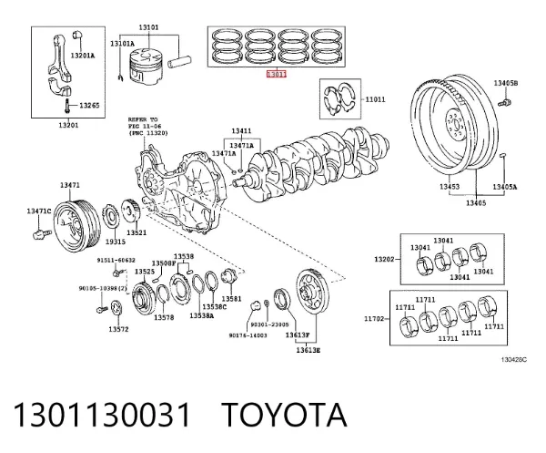 Juego de anillos de pistón, motor, STD 1301130031 Toyota