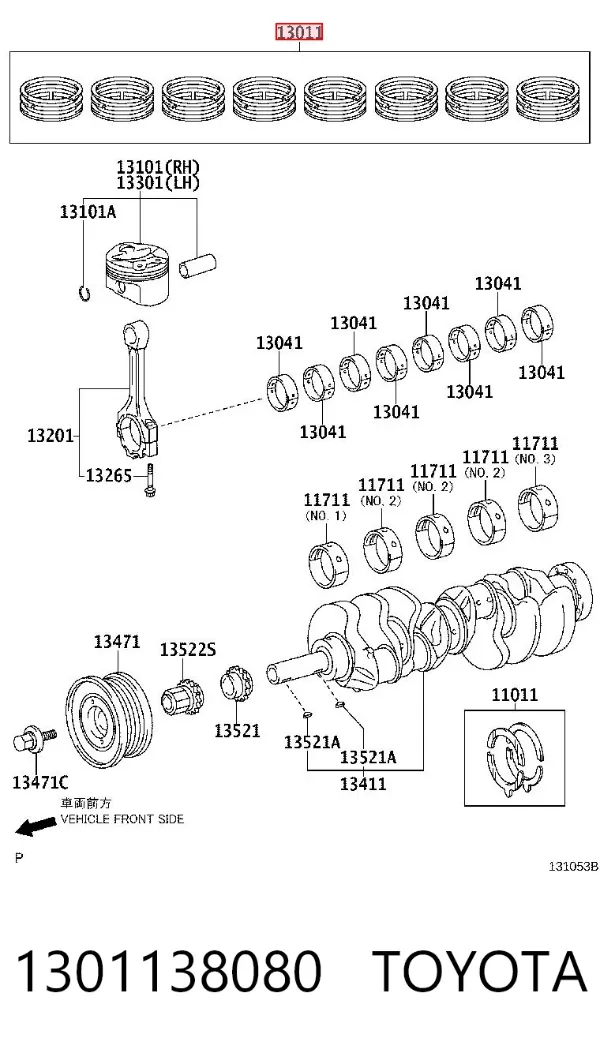 Juego de anillos de pistón, motor, STD 1301138080 Toyota