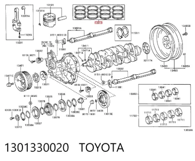 Juego de aros de pistón para motor, sobremedida (+0,50 mm) TOYOTA 1301330020