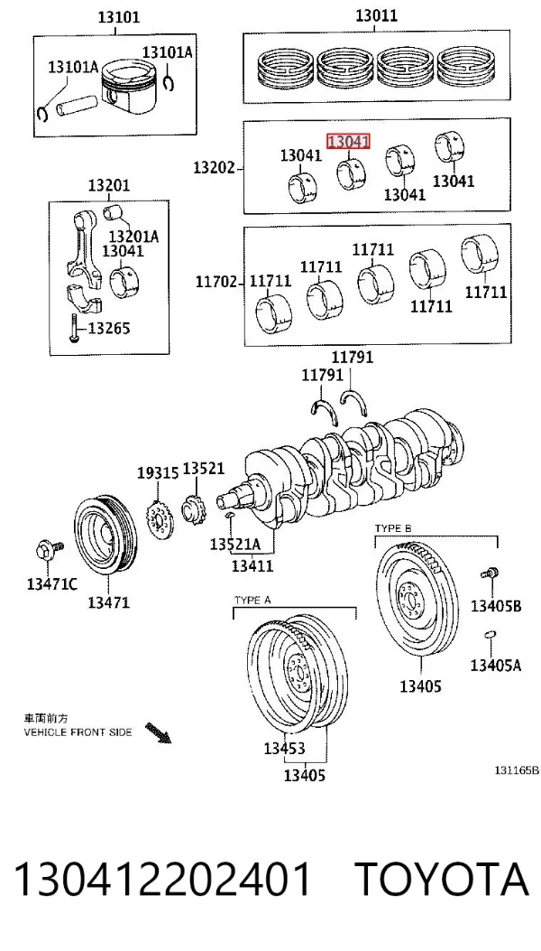 Juego de cojinetes de biela, tercera reparación (+0,75 mm) 130412202401 Toyota