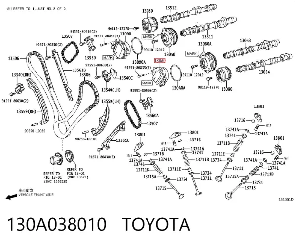 Regulador de fase de distribución 130A038010 Toyota