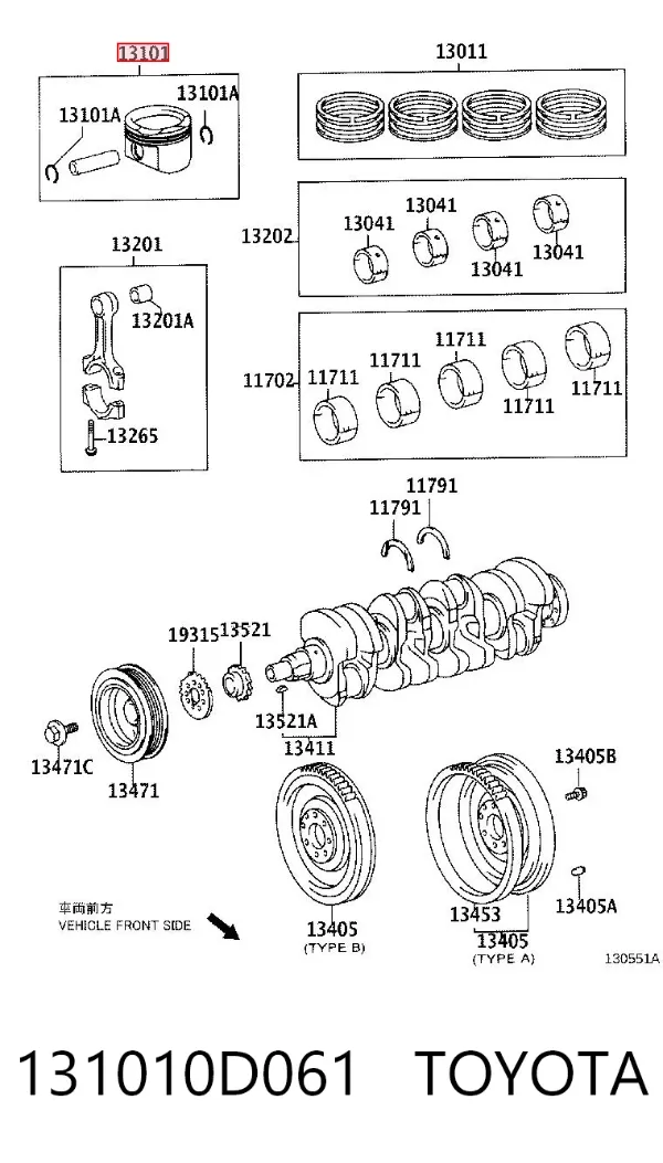 Juego de pistones para motor, STD 131010D061 Toyota