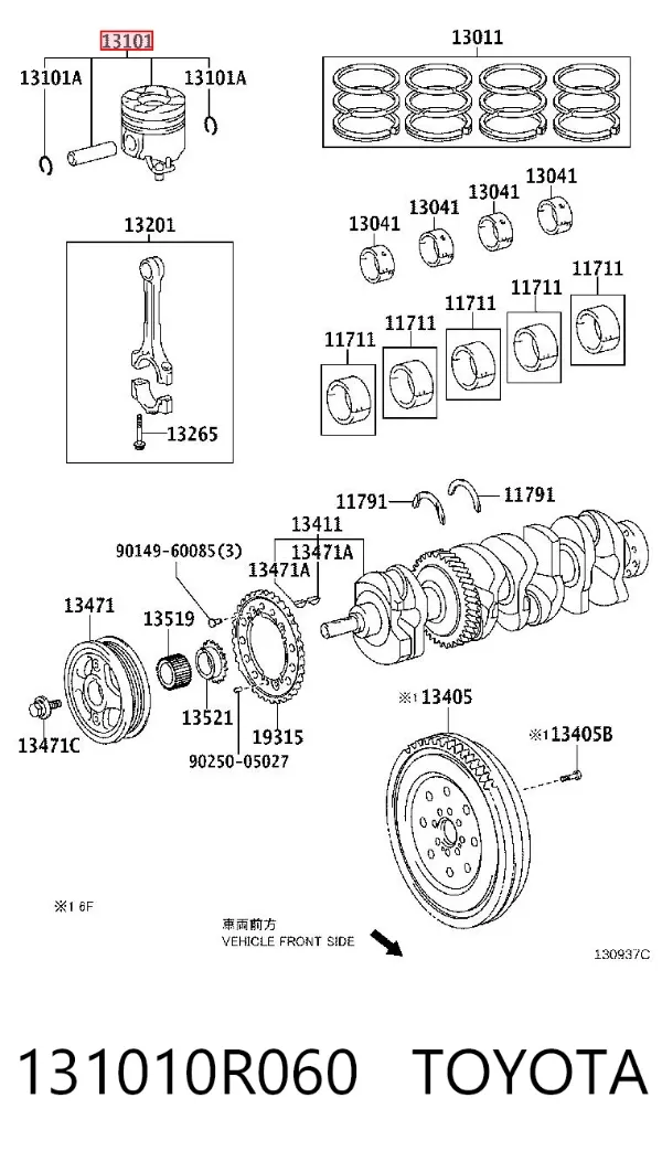 Pistón con bulón sin anillos, STD 131010R060 Toyota
