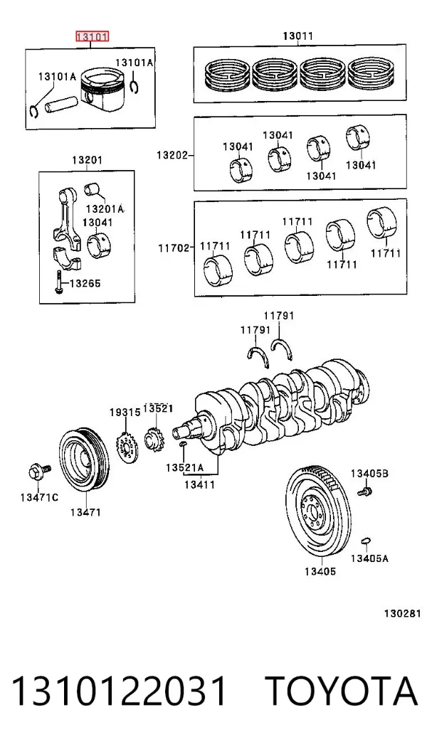 Pistón 1310122031 Toyota