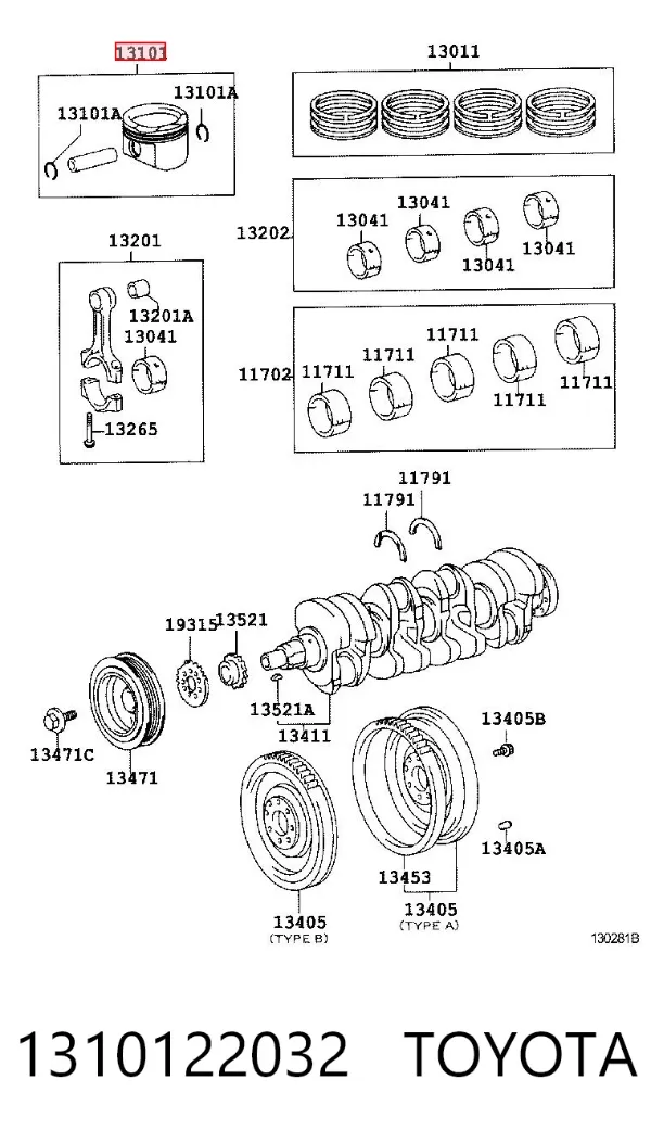 Pistón 1310122032 Toyota
