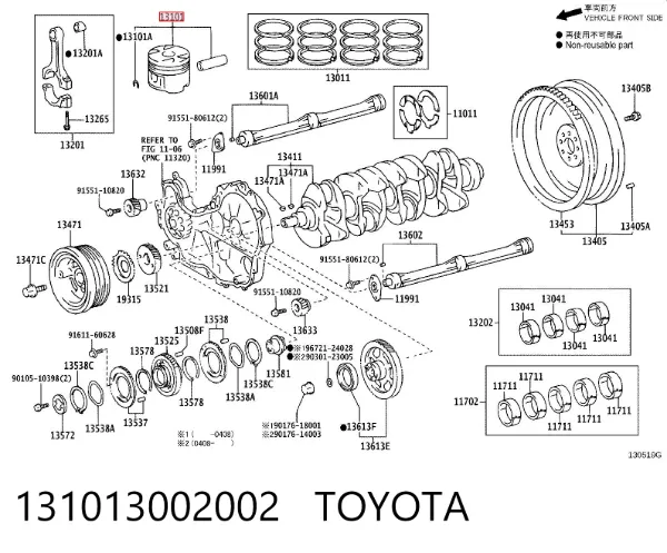 Pistón con bulón sin anillos, STD 131013002002 Toyota