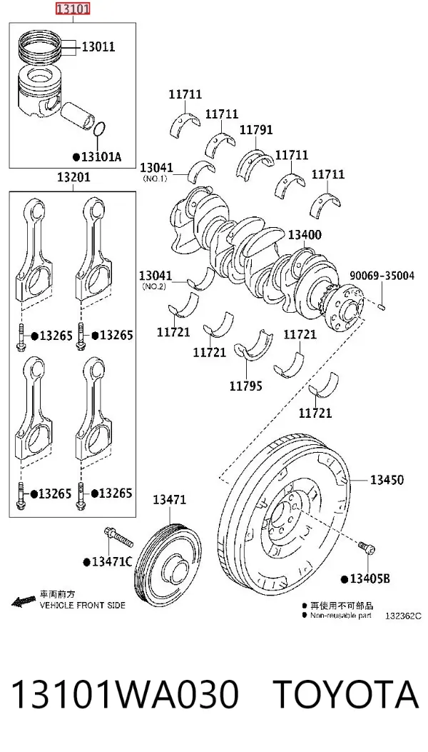 Pistón 13101WA030 Toyota
