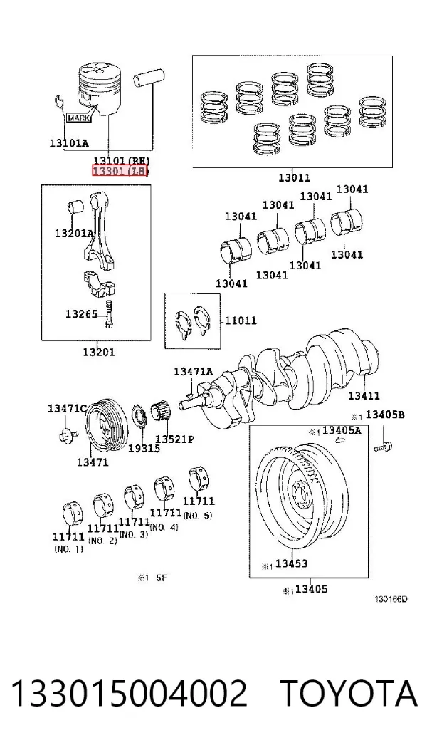 Pistón con bulón sin anillos, STD 133015004002 Toyota