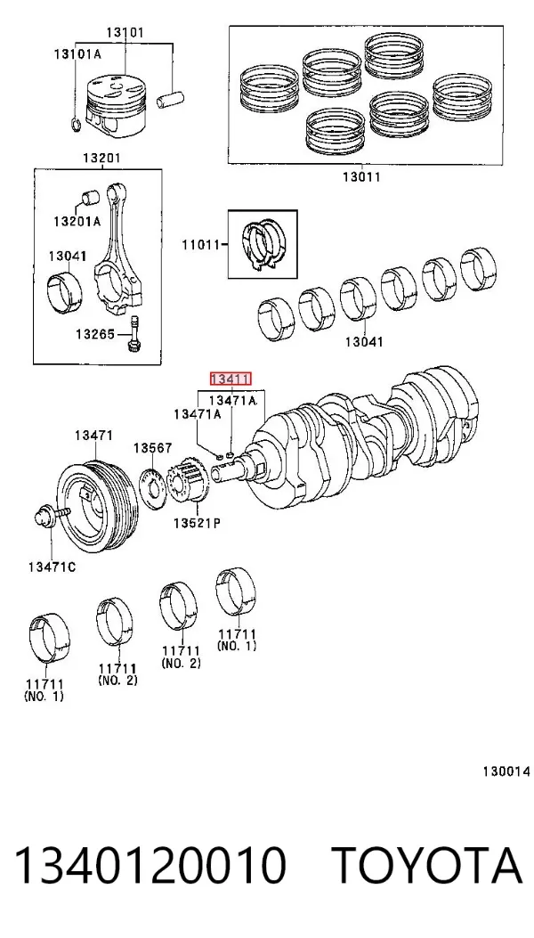 Cigüeñal 1340120010 Toyota