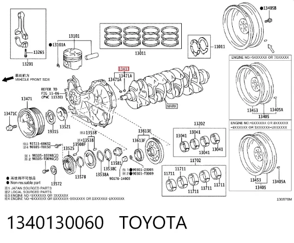 Cigüeñal 1340130060 Toyota
