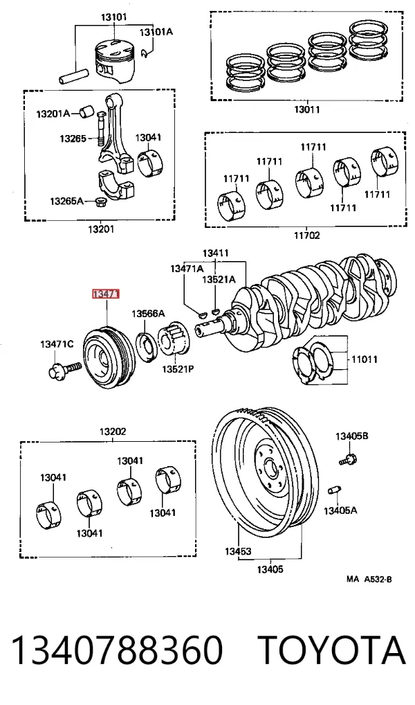 Polea de cigüeñal 1340788360 Toyota