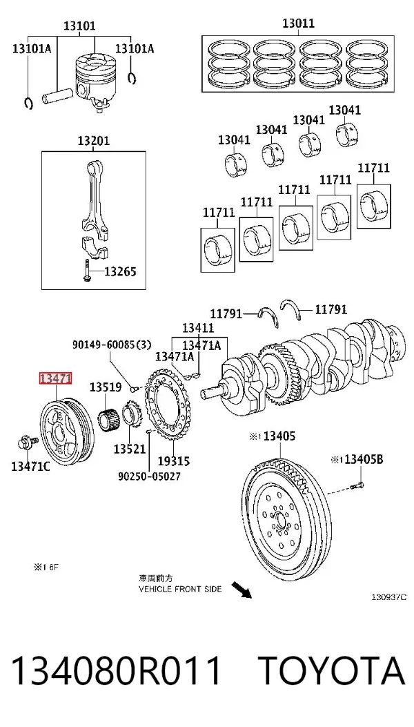 Polea de cigüeñal 134080R011 Toyota