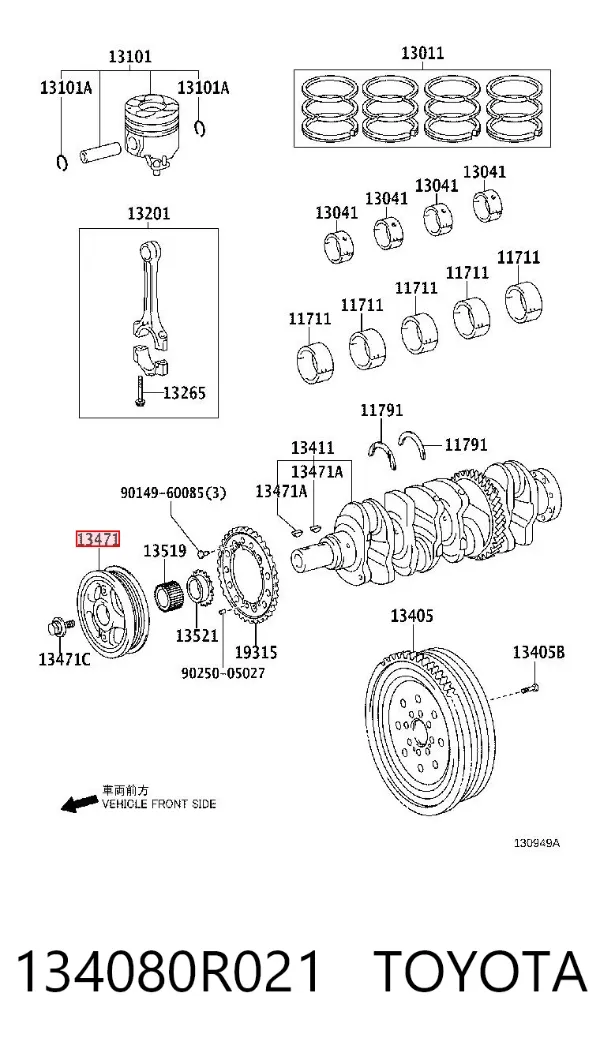 Polea de cigüeñal 134080R021 Toyota