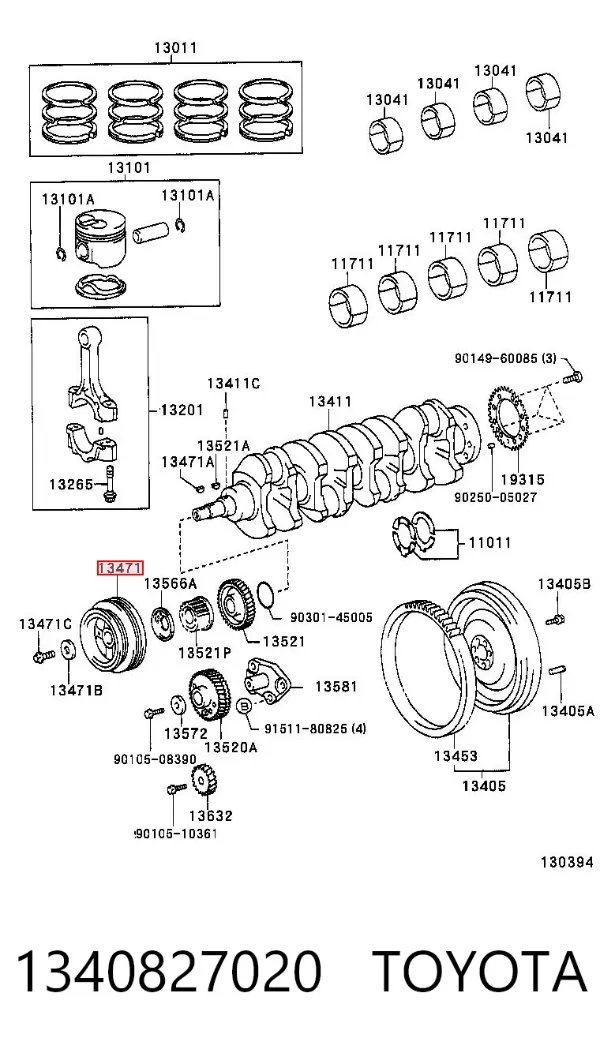 Polea de cigüeñal 1340827020 Toyota
