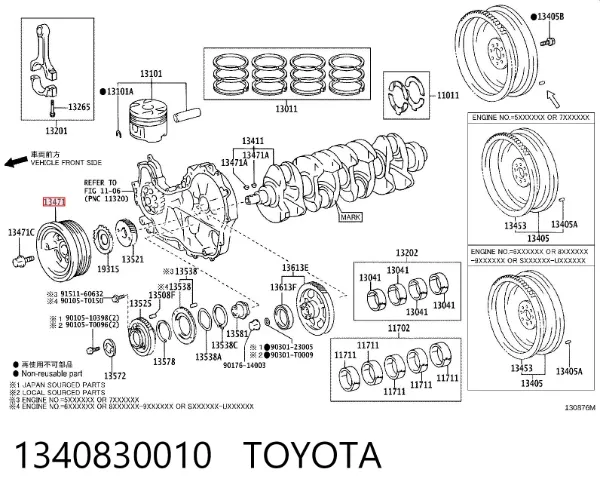 Polea de cigüeñal 1340830010 Toyota