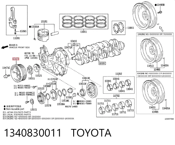 Polea de cigüeñal 1340830011 Toyota