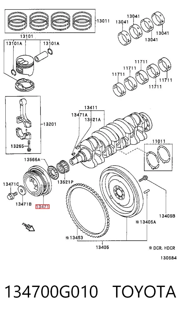 Polea de cigüeñal 134700G010 Toyota