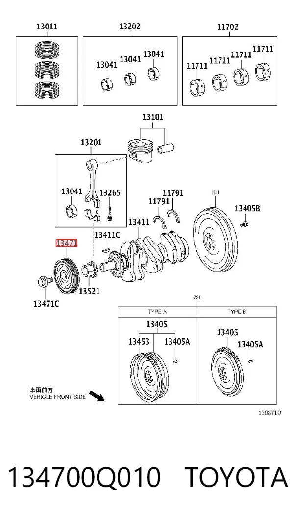 Polea de cigüeñal 134700Q010 Toyota